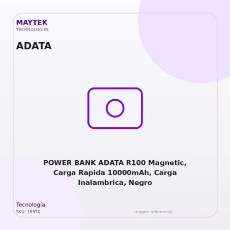 POWER BANK ADATA R100 Magnetic, Carga Rapida 10000mAh, Carga Inalambrica, Negro