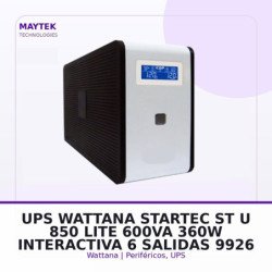 UPS Wattana Startec St-u-850 Lite 600va/360w Interactiva, 6 Salidas