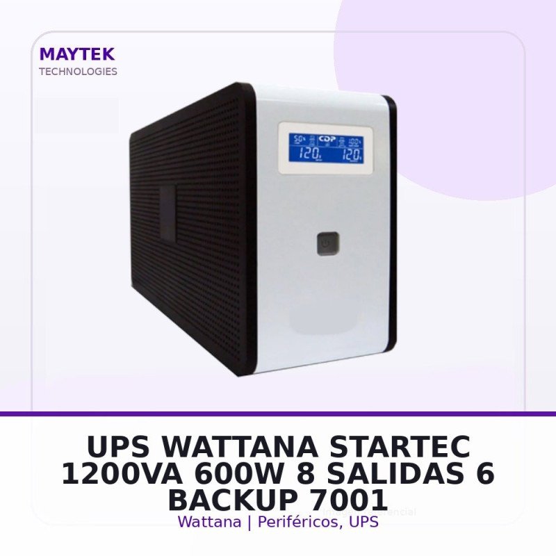 UPS Wattana Startec 1200va/600w, 8 Salidas 6 Backup