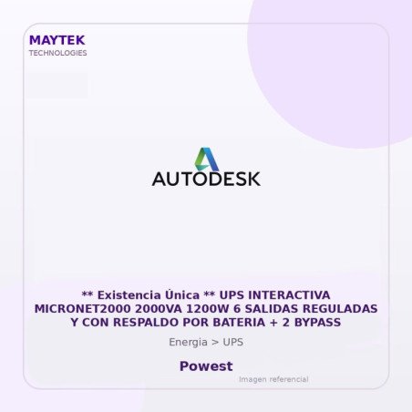 Powest UPS Interactiva MICRONET2000 2000VA 1200W 6 Salidas Reguladas y con Respaldo por Bateria + 2 Bypass