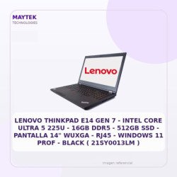 Lenovo Thinkpad E14 GEN 7 | Intel CORE Ultra 5 225U | 16GB DDR5 | 512GB SSD | Pantalla 14" Wuxga | RJ45 | Windows 11 PROF |