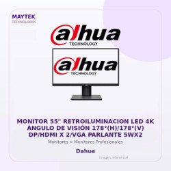 Dahua Monitor 55" Retroiluminacion LED 4K Ángulo de Visión 178°(H)/178°(V) DP/HDMI X 2/VGA Parlante 5WX2