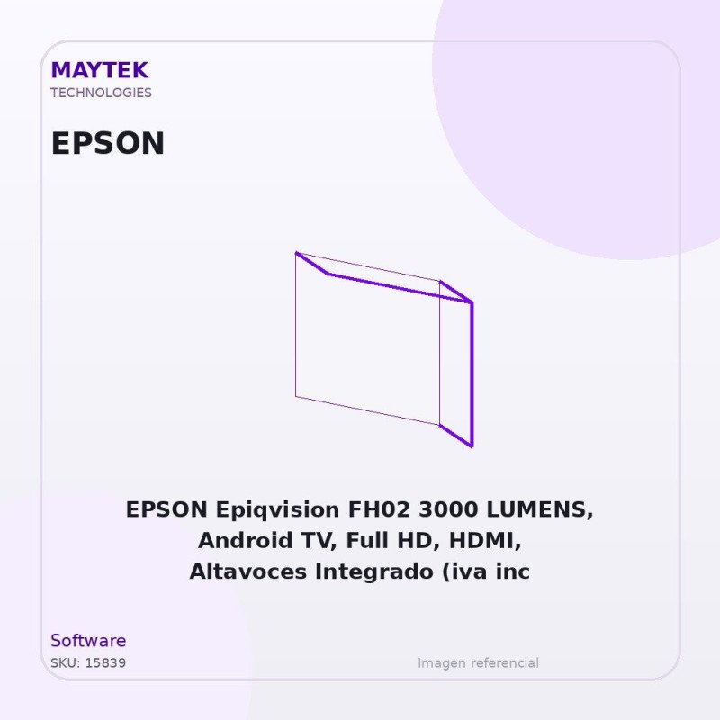 EPSON Epiqvision FH02 3000 LUMENS, Android TV, Full HD, HDMI, Altavoces Integrado