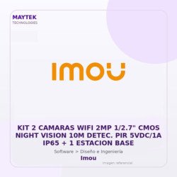 Imou KIT 2 Camaras WIFI 2MP 1/2.7" CMOS Night Vision 10M Detec. PIR 5VDC/1A IP65 + 1 Estacion BASE