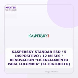Kaspersky Standar ESD / 5 Dispositivo / 12 Meses / Renovacion *licenciamiento Para Colombia* (kl1041ddefr)
