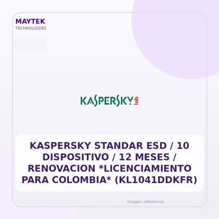 Kaspersky Standar ESD / 10 Dispositivo / 12 Meses / Renovacion *licenciamiento Para Colombia* (kl1041ddkfr)
