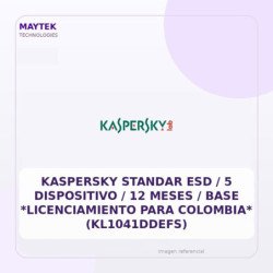 Kaspersky Standar ESD / 5 Dispositivo / 12 Meses / Base *licenciamiento Para Colombia* (kl1041ddefs)