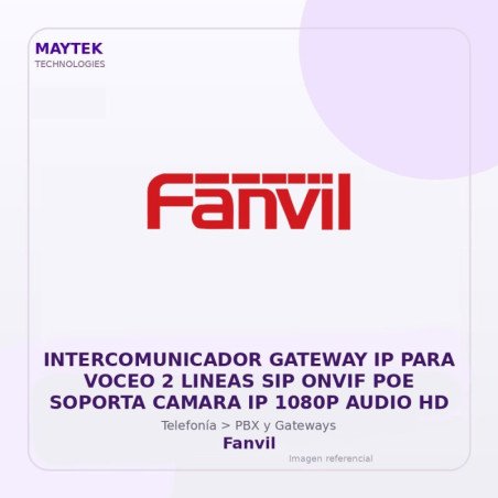 Fanvil Intercomunicador Gateway IP para Voceo 2 Lineas SIP Onvif POE Soporta Camara IP 1080P Audio HD