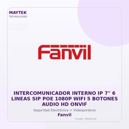 Fanvil Intercomunicador Interno IP 7" 6 Lineas SIP POE 1080P WIFI 5 Botones Audio HD Onvif