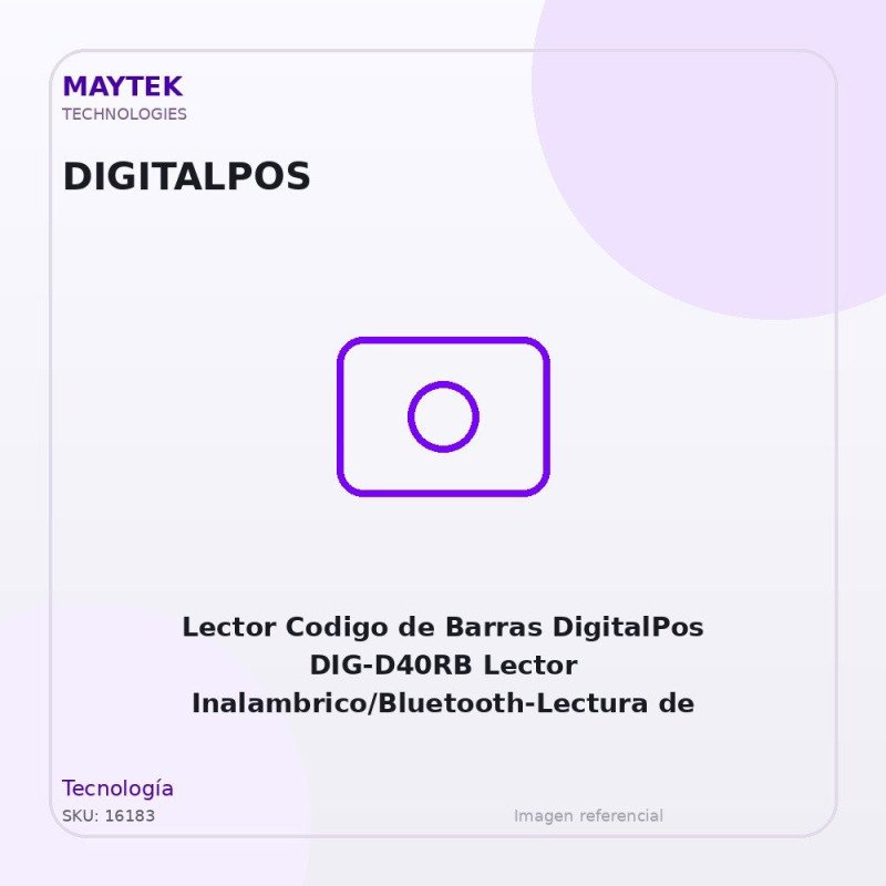 Digitalpos Lector Codigo De Barras Digitalpos Dig-d40rb Lector Inalambrico/bluetooth-lectura De Codigos 1d/2d, Con Pantalla