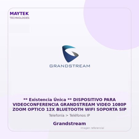 Dispositivo para Videoconferencia Grandstream Video 1080P ZOOM Optico 12X Bluetooth WIFI Soporta SIP