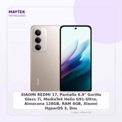 XIAOMI REDMI 17, Pantalla 6.9" Gorilla Glass 7i, MediaTek Helio G91-Ultra, Almacena 128GB, RAM 4GB, Xiaomi HyperOS 3, Dos