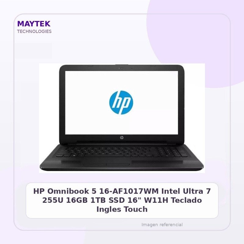 HP Omnibook 5 16-AF1017WM Intel Ultra 7 255U 16GB 1TB SSD 16" W11H Teclado Ingles Touch