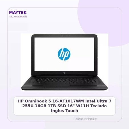HP Omnibook 5 16-AF1017WM Intel Ultra 7 255U 16GB 1TB SSD 16" W11H Teclado Ingles Touch