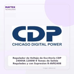 Regulador de Voltaje de Escritorio CDP | 2400VA | 1200W | 9 Tomas de Salida Reguladas y con Supresion | R-AVR2408