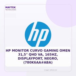 HP MONITOR Curvo Gaming OMEN 31,5" QHD VA, 165Hz, DisplayPort, Negro, (780K6AA#ABA)