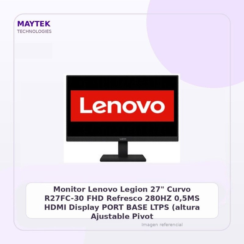 Monitor Lenovo Legion 27" Curvo R27FC-30 | FHD | Refresco 280HZ | 0,5MS | HDMI | Display PORT | BASE LTPS (altura Ajustable |