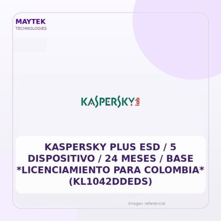 Kaspersky Plus ESD / 5 Dispositivo / 24 Meses / Base *licenciamiento Para Colombia* (kl1042ddeds)