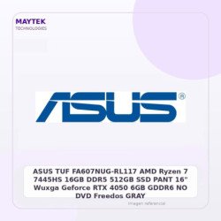 ASUS TUF FA607NUG-RL117 | AMD Ryzen 7 7445HS | 16GB DDR5 | 512GB SSD | PANT 16" Wuxga | Geforce RTX 4050 6GB GDDR6 | NO DVD |