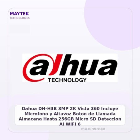Dahua DH-H3B | 3MP 2K | Vista 360 | Incluye Microfono y Altavoz | Boton de Llamada | Almacena Hasta 256GB Micro SD | Deteccion