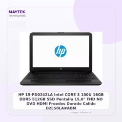 HP 15-FD0242LA | Intel CORE 3 100U | 16GB DDR5 | 512GB SSD | Pantalla 15,6" FHD | NO DVD | HDMI | Freedos | Dorado Calido |