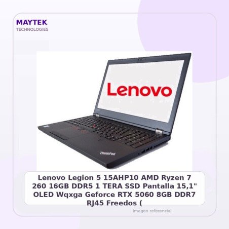 Lenovo Legion 5 15AHP10 | AMD Ryzen 7 260 | 16GB DDR5 | 1 TERA SSD | Pantalla 15,1" OLED Wqxga | Geforce RTX 5060 8GB DDR7 |