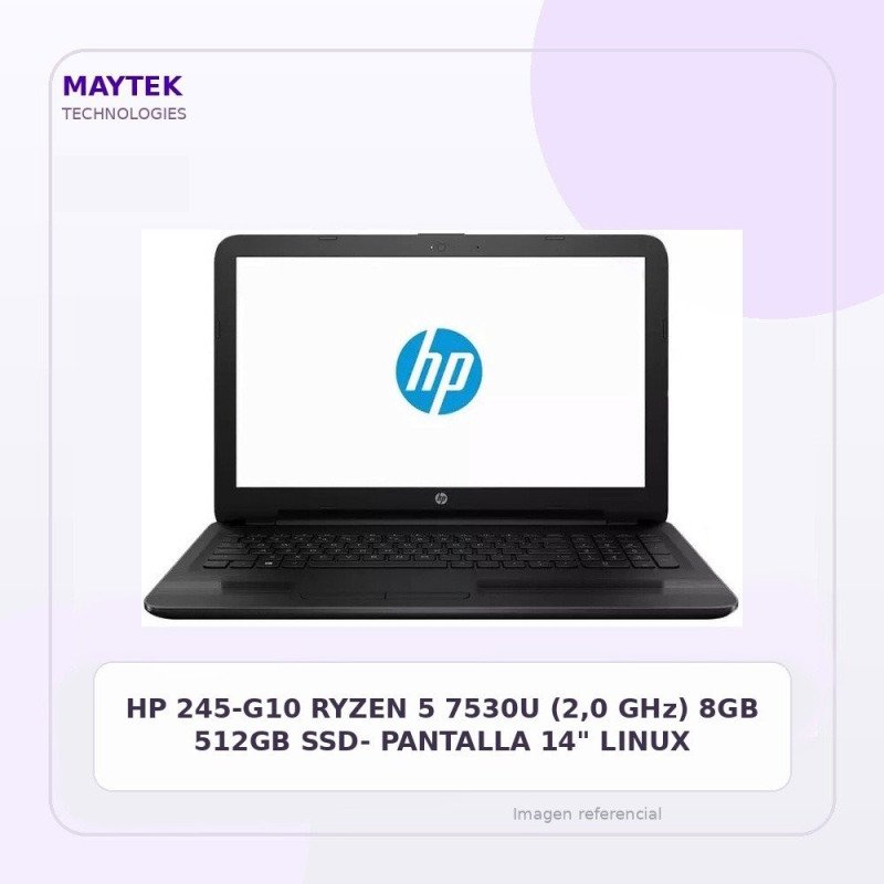 245-G10 RYZEN 5 7530U (2,0 GHz) | 8GB | 512GB SSD- PANTALLA 14" | LINUX