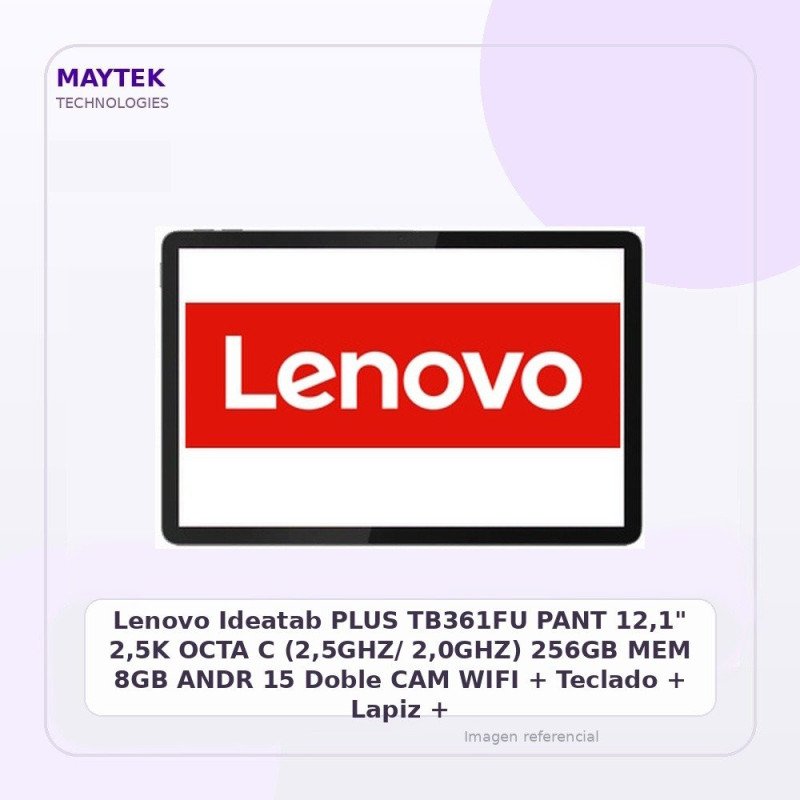 Lenovo Ideatab PLUS TB361FU | PANT 12,1" 2,5K | OCTA C (2,5GHZ/ 2,0GHZ) | 256GB | MEM 8GB | ANDR 15 | Doble CAM | WIFI + Teclado
