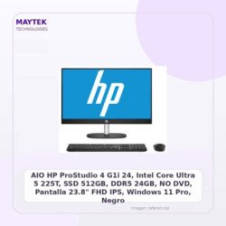 AIO HP ProStudio 4 G1i 24, Intel Core Ultra 5 225T, SSD 512GB, DDR5 24GB, NO DVD, Pantalla 23.8" FHD IPS, Windows 11 Pro, Negro