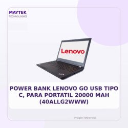 POWER BANK LENOVO Go USB Tipo C, Para Portatil 20000 mAh (40ALLG2WWW)