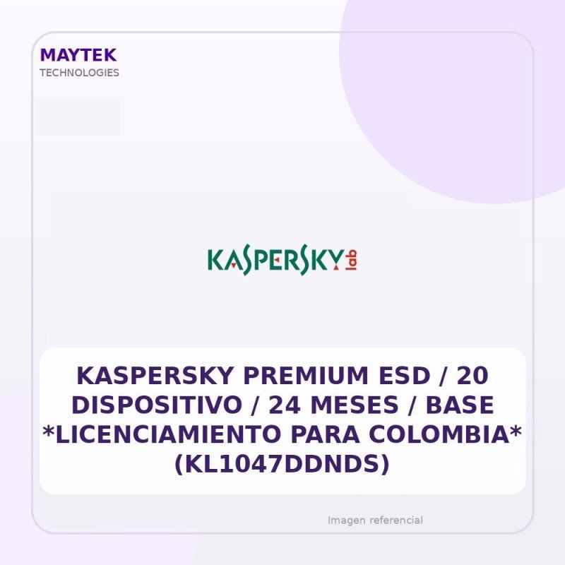 Kaspersky Premium ESD / 20 Dispositivo / 24 Meses / Base *licenciamiento Para Colombia* (kl1047ddnds)