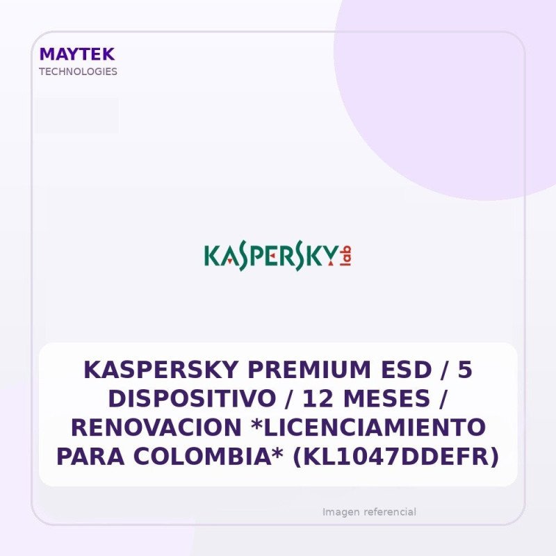 Kaspersky Premium ESD / 5 Dispositivo / 12 Meses / Renovacion *licenciamiento Para Colombia* (kl1047ddefr)
