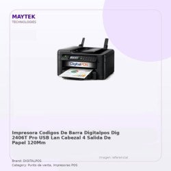 Digitalpos Impresora Codigos De Barra Digitalpos Dig-2406t Pro Usb/lan Cabezal 4", Salida De Papel 120mm