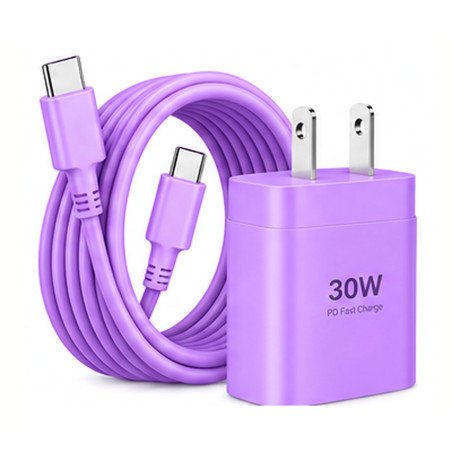 Cargador Carga Rapida Serie UNO 30W USB TIPO C Conector US Purpura