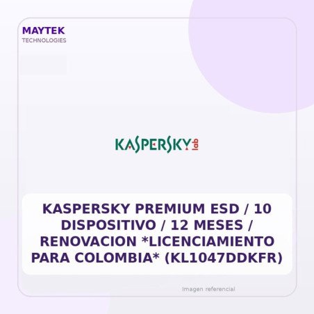 Kaspersky Premium ESD / 10 Dispositivo / 12 Meses / Renovacion *licenciamiento Para Colombia* (kl1047ddkfr)