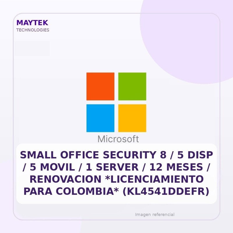 Small Office Security 8 / 5 Disp / 5 Movil / 1 Server / 12 Meses / Renovacion *licenciamiento Para Colombia* (kl4541ddefr)