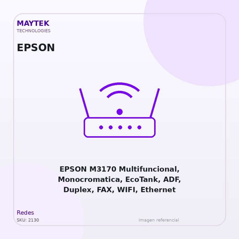 EPSON M3170 Multifuncional, Monocromatica, EcoTank, ADF, Duplex, FAX, WIFI, Ethernet