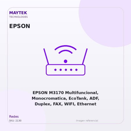 EPSON M3170 Multifuncional, Monocromatica, EcoTank, ADF, Duplex, FAX, WIFI, Ethernet