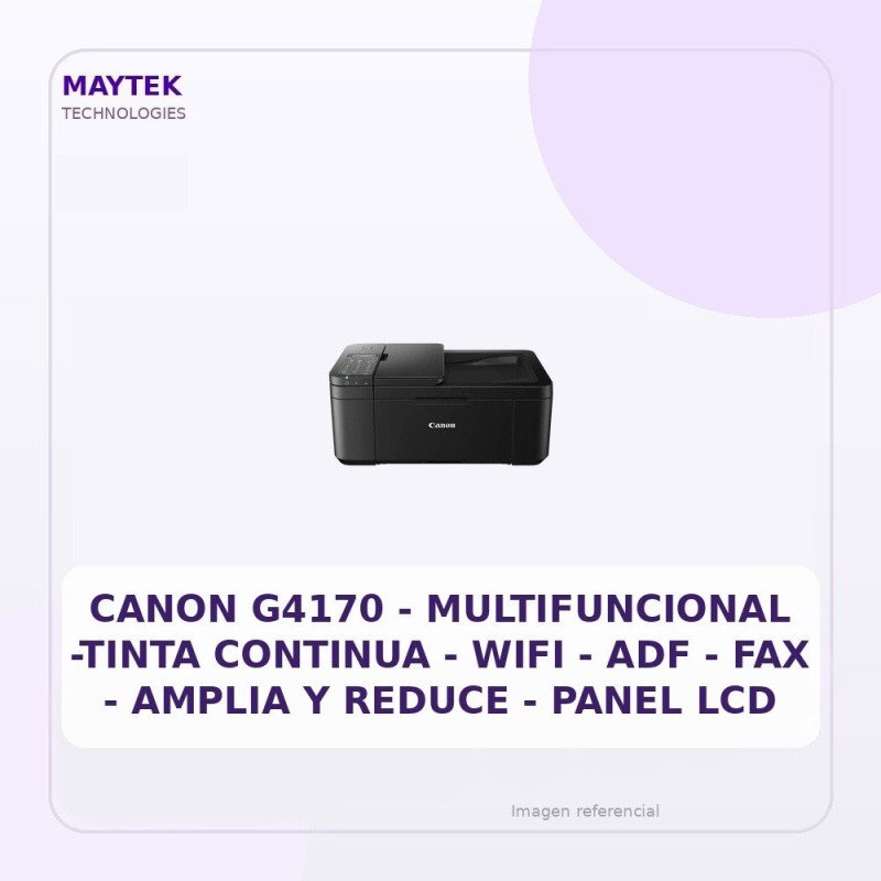 Canon G4170 | Multifuncional -TINTA Continua | WIFI | ADF | FAX | Amplia y Reduce | Panel LCD