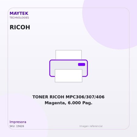 TONER RICOH MPC306/307/406 Magenta, 6.000 Pag.
