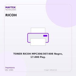 TONER RICOH MPC306/307/406 Negro, 17.000 Pag.