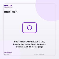 BROTHER SCANNER ADS-3100, Resolucion Hasta 600 x 600 ppp, Duplex, ADF 60 Hojas (caja abollada)