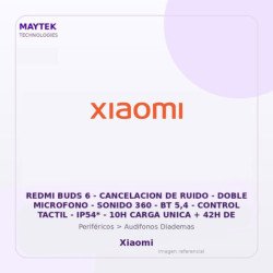 Redmi BUDS 6 | Cancelacion de Ruido | Doble Microfono | Sonido 360 | BT 5,4 | Control Tactil | IP54* | 10H Carga Unica + 42H del