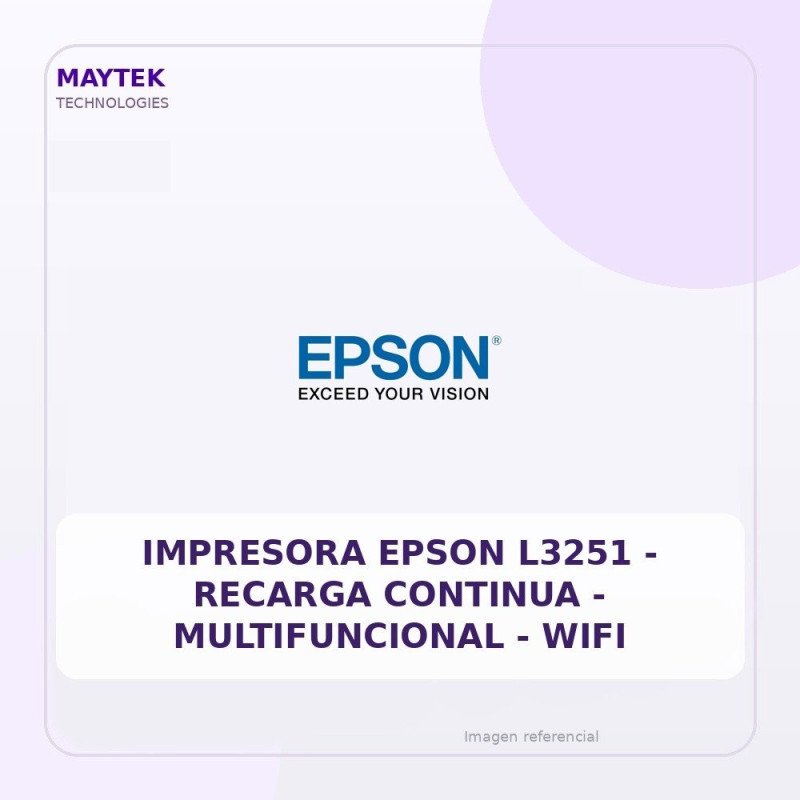 Impresora Epson L3251 | Recarga Continua | Multifuncional | WIFI