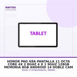 Honor PAD X8A - Pantalla 11" - OCTA CORE (4X 2,8ghz / 4 X 1,9ghz) - 128gb Memoria 8GB - Android 14 - Doble Camara - WIFI