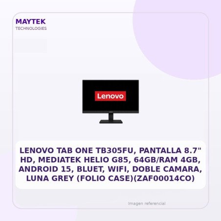 Lenovo TAB ONE Tb305fu - PANT 8,7" - OCTA CORE (2.0ghz / 1,8ghz) - 128gb - MEM 4GB - Android 14 - Doble Camara - WIFI