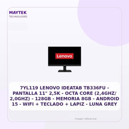 Lenovo Ideatab Tb336fu - Pantalla 11" 2,5K - OCTA CORE (2,4ghz/ 2,0ghz) - 128gb - Memoria 8GB - Android 15 - WIFI + Teclado +