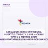 Cargador Adata 65W Negro, Puerto 2 Tipo C Y 1 USB + Cable Tipo C 2 Metros 100W (celulares/portatiles)(chu-0653-qcpdbk-ccu2-200)