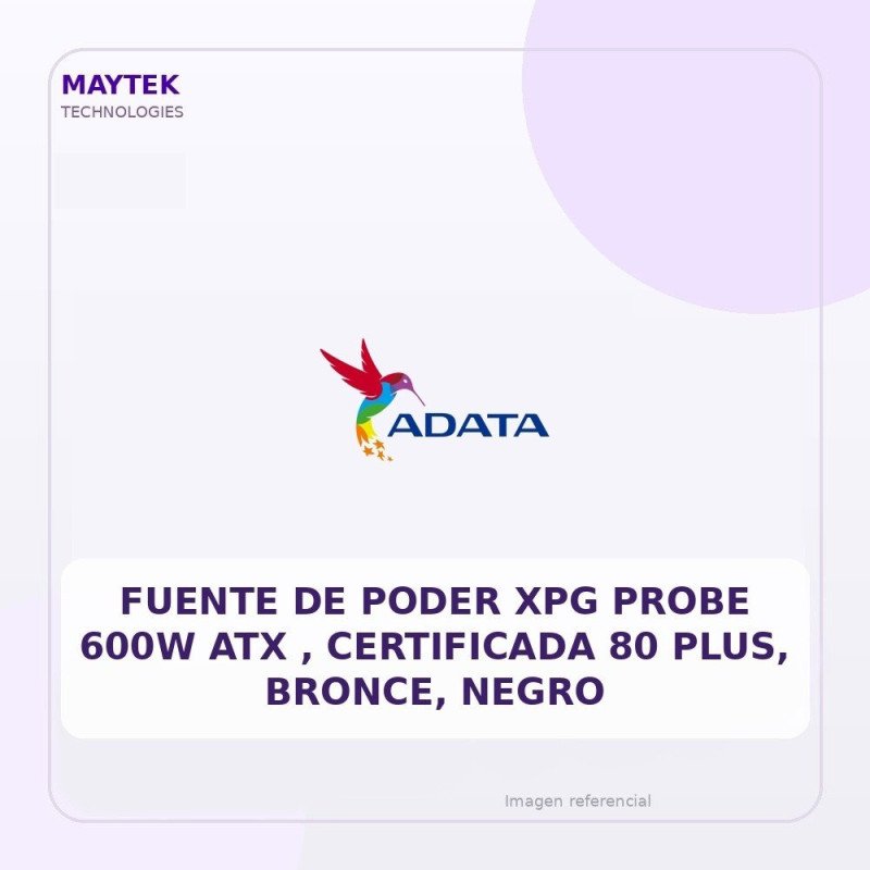 XPG Fuente De Poder Xpg Probe 600W Atx , Certificada 80 Plus, Bronce, Negro