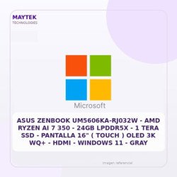 ASUS Zenbook Um5606ka-rj032w - AMD Ryzen AI 7 350 - 24GB Lpddr5x - 1 TERA SSD - Pantalla 16" ( Touch ) OLED 3K Wq+ - HDMI